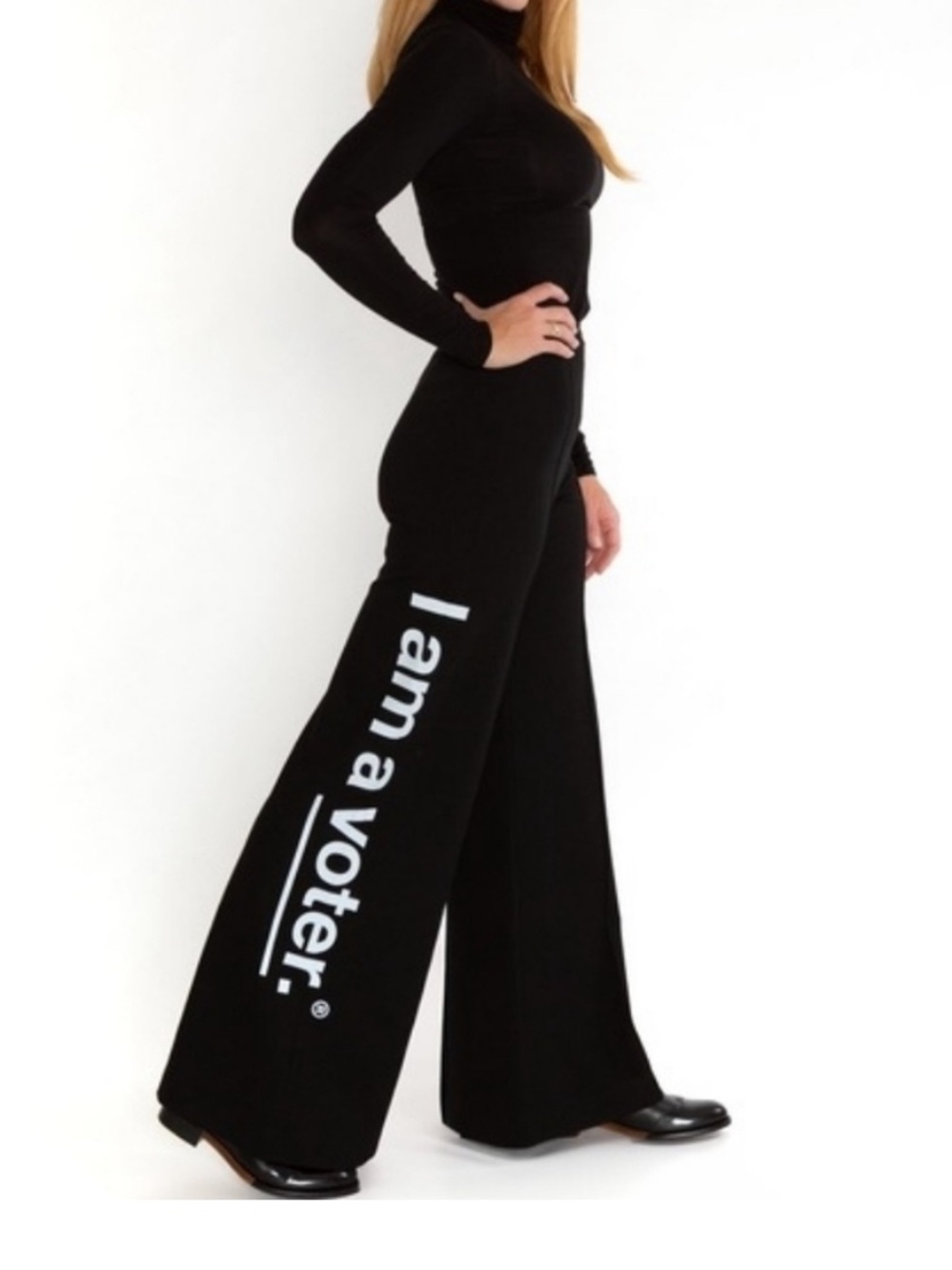 Ripley Rader Ponte Pants 3/Medium Black Wide Leg I Am A Voter